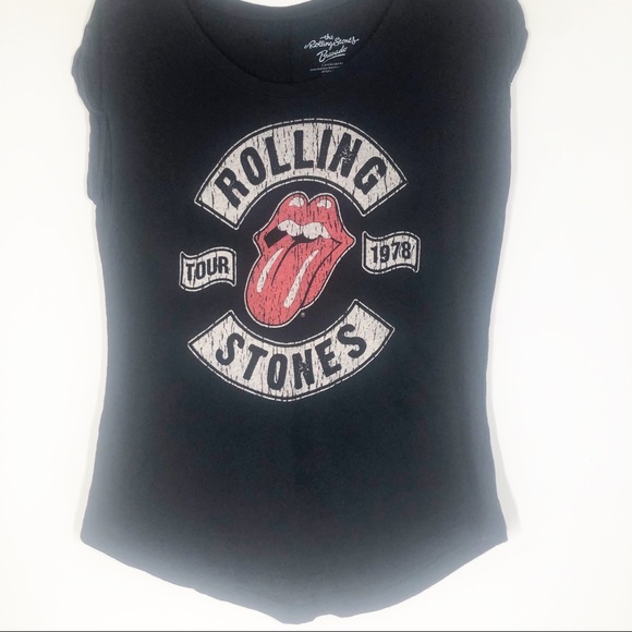 THE ROLLING STONES black Tour 1978 T Shirt Tee Cap sleeve SIZE LARGE EUC - Picture 4 of 8